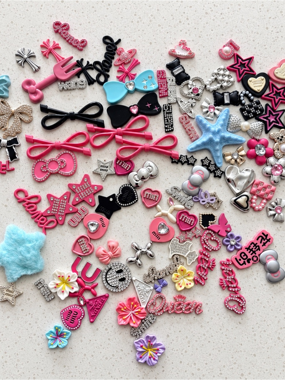 15 mix and Assorted Accessory Charms - Pink, Blue, Black, Silver Accents